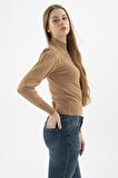 Pencere Detaylı Kazak Camel