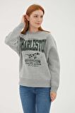 Baskılı Sweat Gri Melanj