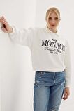 Polo Yaka Nakışlı Sweat Ekru