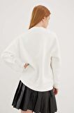 Baskılı Oversize Sweat Ekru