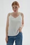 İp Askılı Bluz Ekru