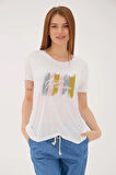 Baskılı T-Shirt Beyaz