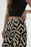 Desenli Crop Pantolon Siyah