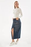 Denim Midi Etek K.Mavi