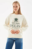 Oversize Baskılı Sweat Ekru