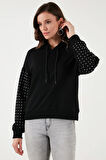 Taş Detaylı Sweat Siyah