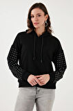 Taş Detaylı Sweat Siyah
