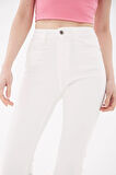 Yüksel Bel İspanyol Paça Esnek Crop Flare Denim Pantolon Beyaz