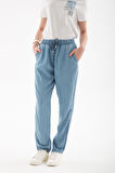 Beli Bağlamalı Lastikli Tencel Denim Pantolon A.Mavi
