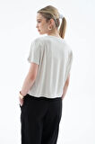 Dökümlü Viskon Crop Bluz Taş