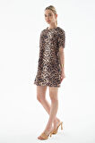 Desenli Elbise Leopar Desenli