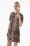 Desenli Elbise Leopar Desenli