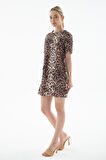 Desenli Elbise Leopar Desenli