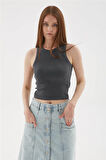 Halter Yaka Atlet Gri
