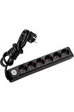VİKO-90137605 Multi Let Siyah Altılı  Priz Anahtarl Çocuk Korumalı 5 Metre