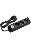VİKO-90137305 Multi Let Siyah Üçlü Priz Anahtarlı Çocuk Korumalı  5 Metre