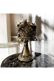 Dekoratif Polyester Kuşlu Ayaklı Şamdan Mumluk Gold Eskitme 23X11X10 cm
