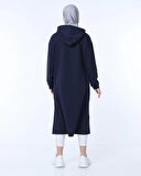 Atlas Kapşonlu Uzun Sade Basic Sweatshirt - 3007 - Lacivert