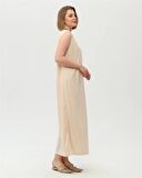 Defile İçlik Sade Basic Kolsuz Elbise - 6041 - Krem