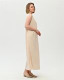 Defile İçlik Sade Basic Kolsuz Elbise - 6041 - Krem