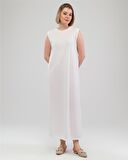 Defile İçlik Sade Basic Kolsuz Elbise - 6041 - Beyaz