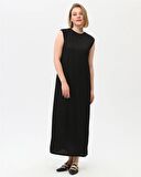 Defile İçlik Sade Basic Kolsuz Elbise - 6041 - Siyah