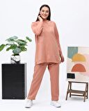 Payidar Taş Baskılı Büyük Beden İkili Eşofman Spor Takımı - 12005 - Somon