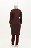 Bisiklet Yaka Fermuarlı Uzun Tunik Sade Basic Spor Takımı - 03044.009 - Bordo