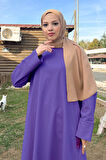 O Yaka Yırtmançlı Uzun Geniş Rahat Tunik Pantolon Sade Basic Spor Takımı - 03040.207 - Koyu Lila