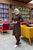 Kapşonlu Düğmeli Sade Basic Uzun Tunik ve Pantolon İkili Spor Takım - 03072.028 - Kahverengi