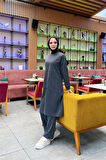 Önden İki Cepli Sade Basic Uzun Tunik Pantolon İkili Spor Takımı - 03067.017 - Antrasit