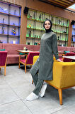 Önden İki Cepli Sade Basic Uzun Tunik Pantolon İkili Spor Takımı - 03067.005 - Haki