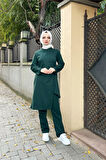 Kruvaze Bisiklet Yaka Sade Basic Tunik Panolon İkili Takım - 03076.021 - Nefti