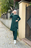 Kruvaze Bisiklet Yaka Sade Basic Tunik Panolon İkili Takım - 03076.021 - Nefti