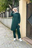 Kruvaze Bisiklet Yaka Sade Basic Tunik Panolon İkili Takım - 03076.021 - Nefti