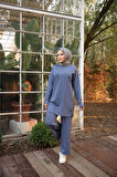Çarpraz Taş Detaylı O Yaka Sweat-Pantolon İkili Eşofman Spor Takımı - 71215.006 - İndigo