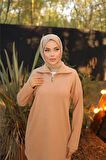 Fermuar Yaka Sade Sweat İkili Takım - 71221.026 - Bej