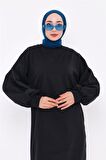 Hira Balon Kol Midi Boy Sade Basic Sweatshirt - 3031 - Siyah