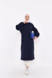 Hira Balon Kol Midi Boy Sade Basic Sweatshirt - 3031 - Lacivert