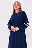 Gupse Kolları Şeritli Eteği Detaylı Spor Elbise - 71079 - İndigo