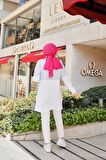 Gusto Gömlek Geçişli İki Renk Sade Çizgili Sweatshirt - 71089 - Beyaz