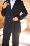 Kruvaze Dört Düğmeli Ceket Takımı - 71250.003 - Siyah