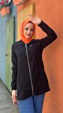 Destan Taş Detaylı Fermuarlı Sade Basic Ceket - 71139 - Siyah