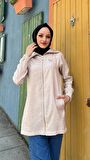 Destan Taş Detaylı Fermuarlı Sade Basic Ceket - 71139 - Bej