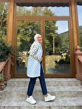 Despina Kapitone Çıtçıtlı Kolsuz Yelek - 71150 - Buz Mavisi