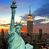 Movas Sanat Özgürlük Heykeli ve New York Elmas Mozaik Tablo / Kristal Tablo 50x50cm E20201939M