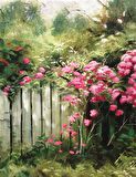 Movas Sanat Beyaz Çitli Bahçe  Elmas Mozaik Tablo / Kristal Tablo 40x60cm E20202009M