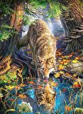 Movas Sanat Su İçen Kurt Elmas Mozaik Tablo / Boncuk Goblen Yapıştırma 40x60cm E20202750M