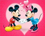 Movas Sanat Mickey ve Minnie Aşkı Elmas Mozaik Tablo / Boncuk Yapıştırma 50x35cm E20202927M