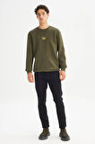 Bisiklet Yaka Sweatshirt Khaki